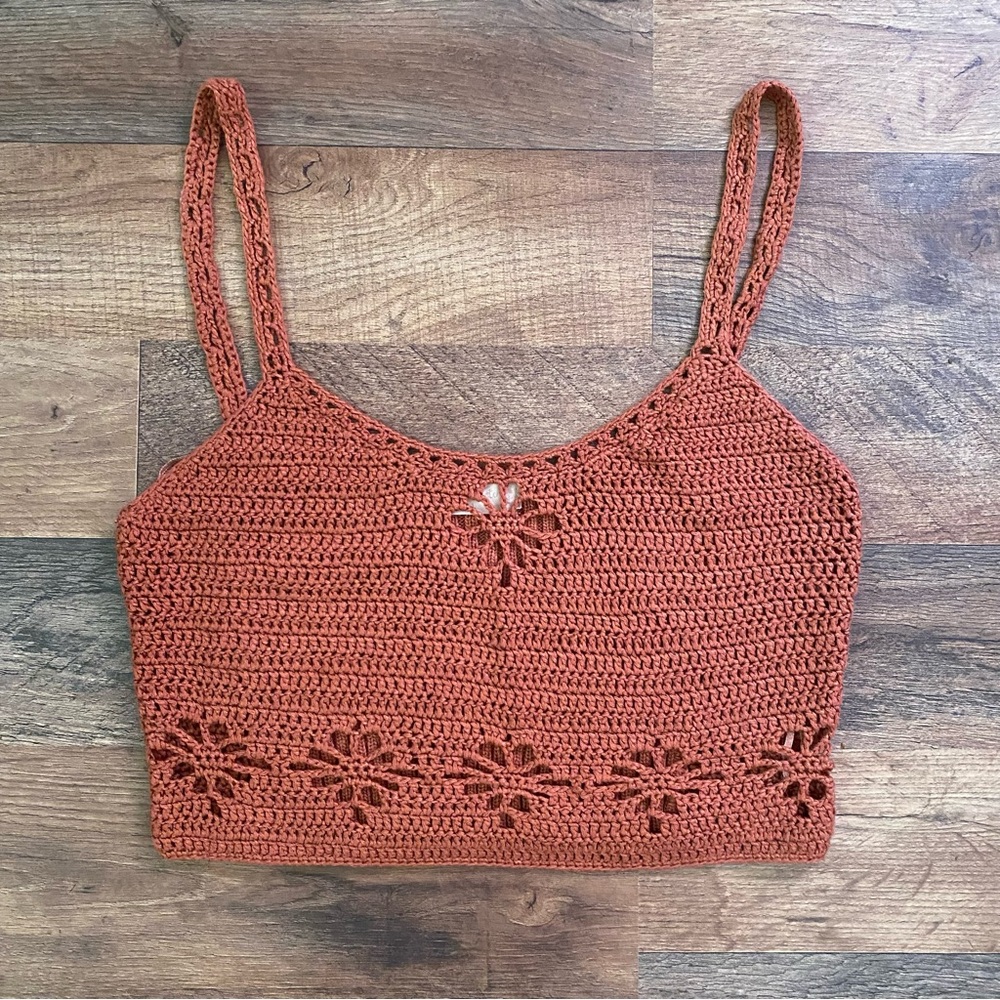 Altar'd State Rust Crochet Floral Crop Top